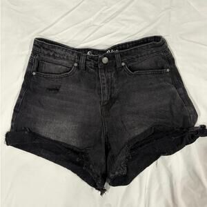 Organic Blue Black Denim Jean Shorts High Rise Size 9/29